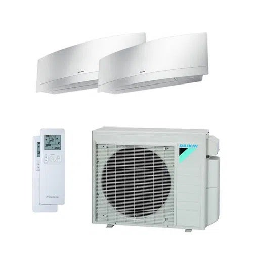 Daikin 36,000 BTU 22 SEER Dual Zone Wall Mounted Emura White Daikin Mini-Split Heat Pump System 9+18