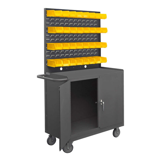 Durham 2210A-32B-LU-95 MOBILE BENCH CABINET, 1 SHELF, 32 YELLOW BINS, 18-1/4 X 42-1/8 X 66-7/8