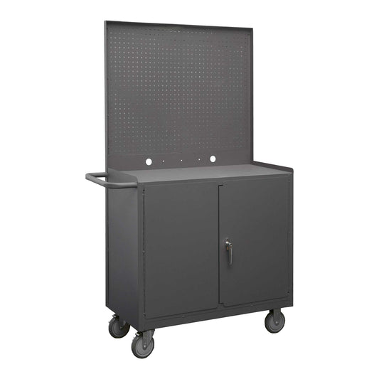 Durham 2210A-PB-LU-95 MOBILE BENCH CABINET, 1 SHELF, PEGBOARD PANEL, 18-3/8 X 42-1/4 X 66-7/8