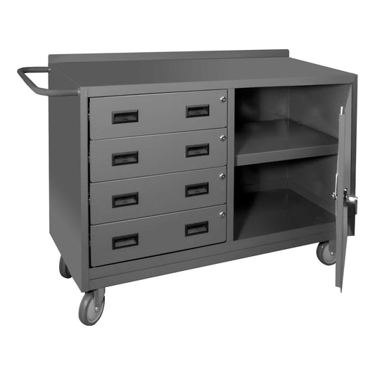 Durham 2221-95 MOBILE BENCH CABINET, 1 SHELF, 4 DRAWERS, 18-1/4 X 54-1/8 X 36-3/8