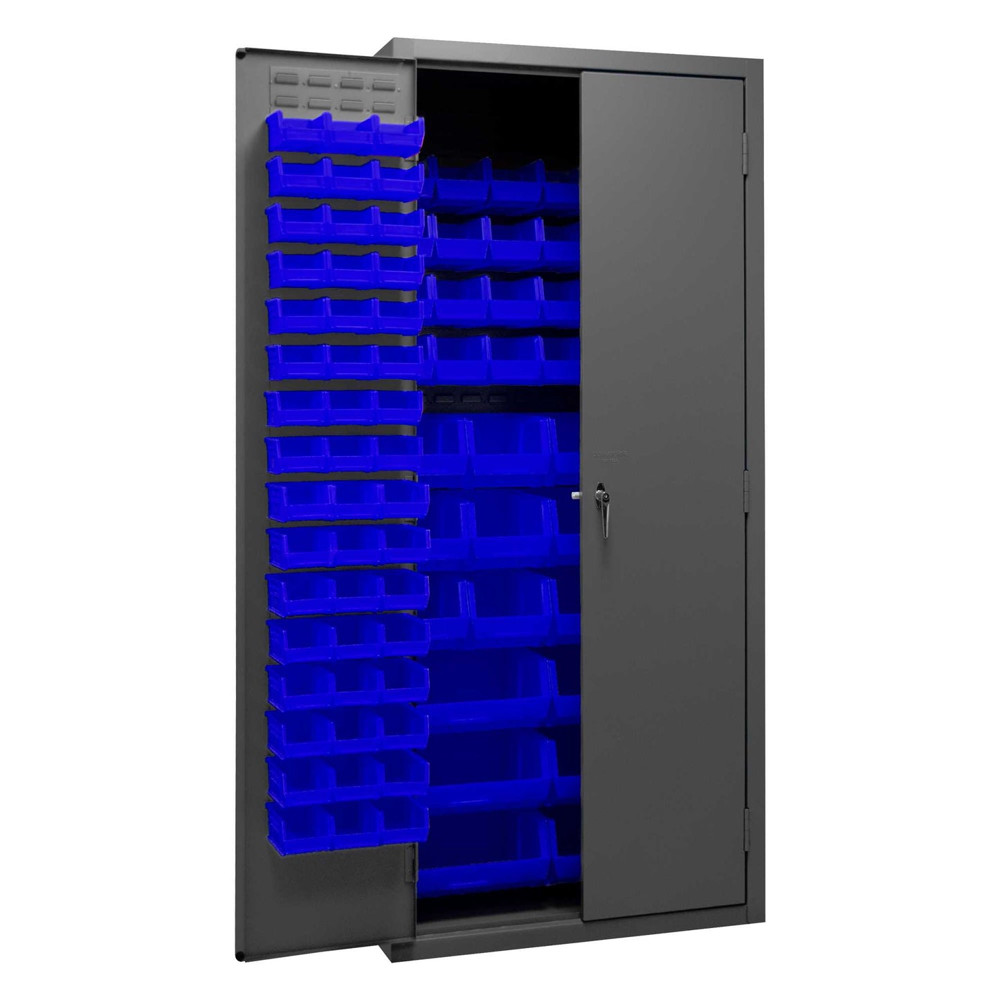 Durham 2500-138B-5295 CABINET, 16 GAUGE, 138 BLUE BINS, 36 X 24 X 84