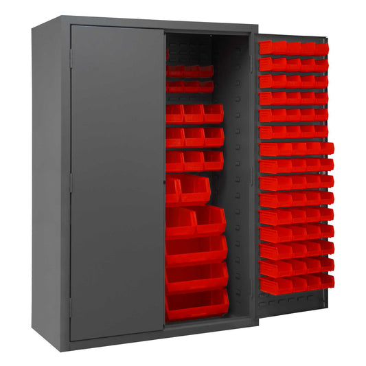 Durham 2502-186-1795 CABINET, 16 GAUGE, 186 RED BINS, 48 X 24 X 72