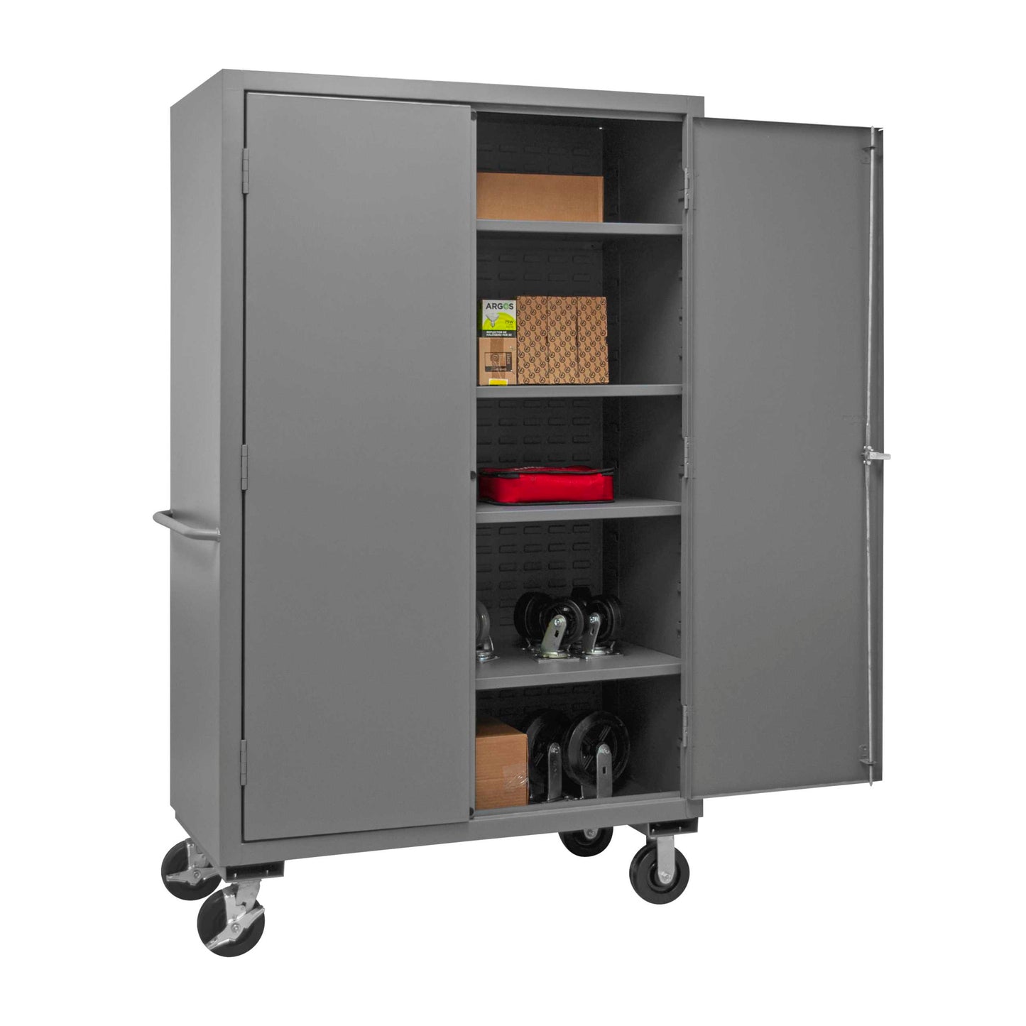 Durham 2502M-BLP-4S-95 MOBILE CABINET, 16 GAUGE, 4 SHELVES , 48 X 24 X 81