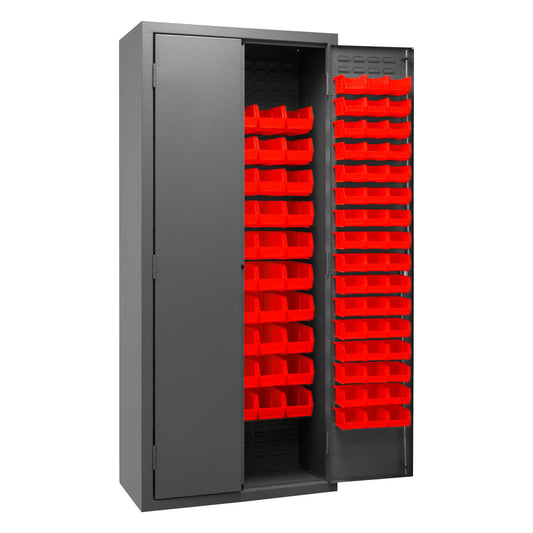 Durham 2603-156B-1795 CABINET, 16 GAUGE, 156 RED BINS, 36 X 18 X 84