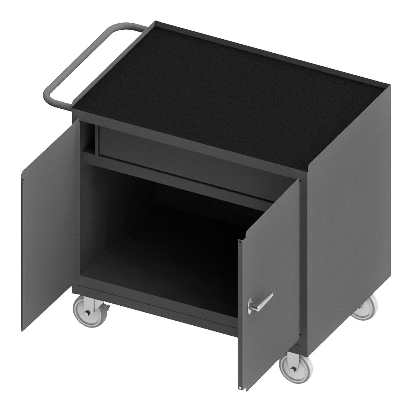 Durham 3115-RM-95 MOBILE BENCH CABINET, BLACK RUBBER MAT, 24-1/4 X 42-1/8 X 36-3/8
