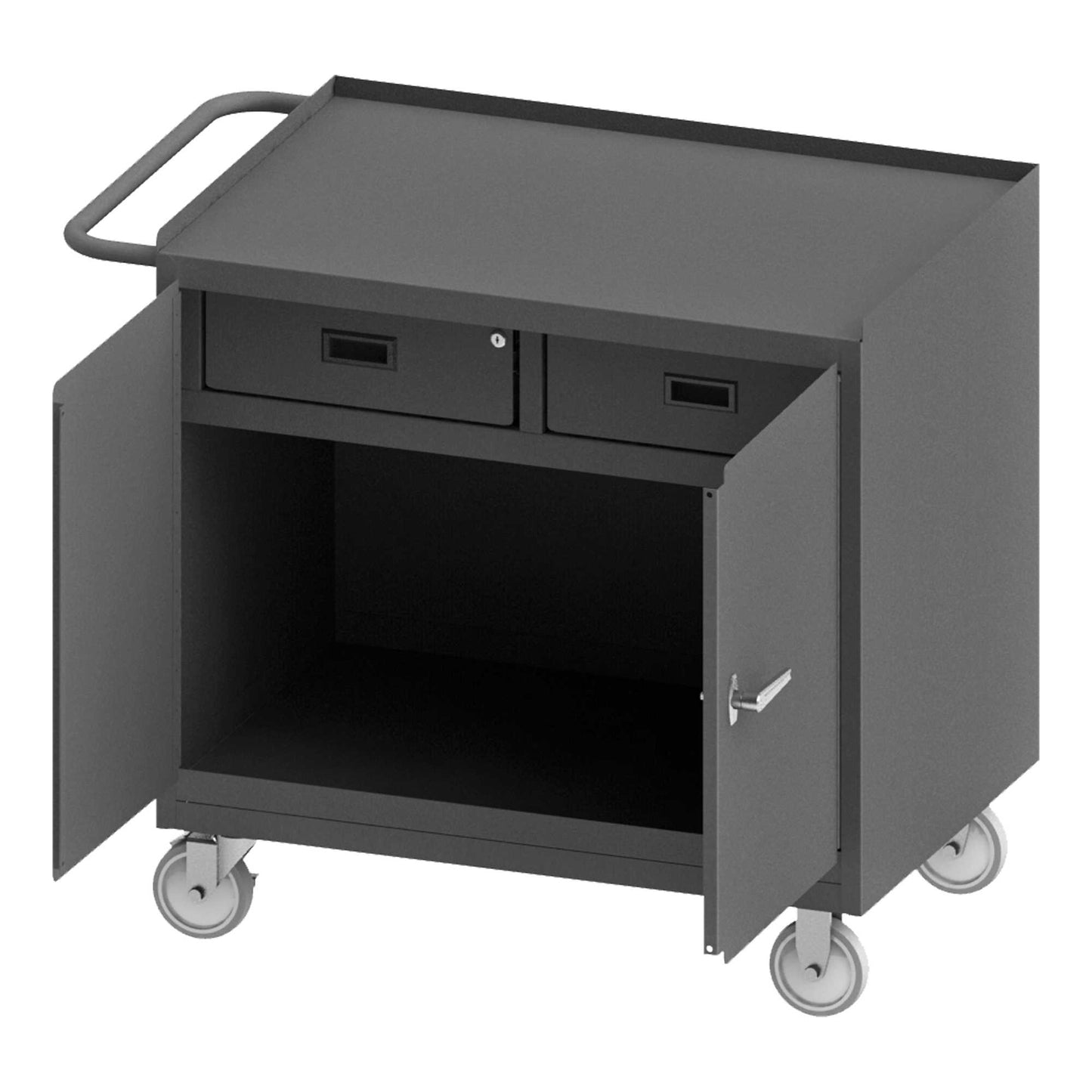 Durham 3116-95 MOBILE BENCH CABINET, 2 DRAWER, STEEL, 24-1/4 X 42-1/8 X 36-3/8