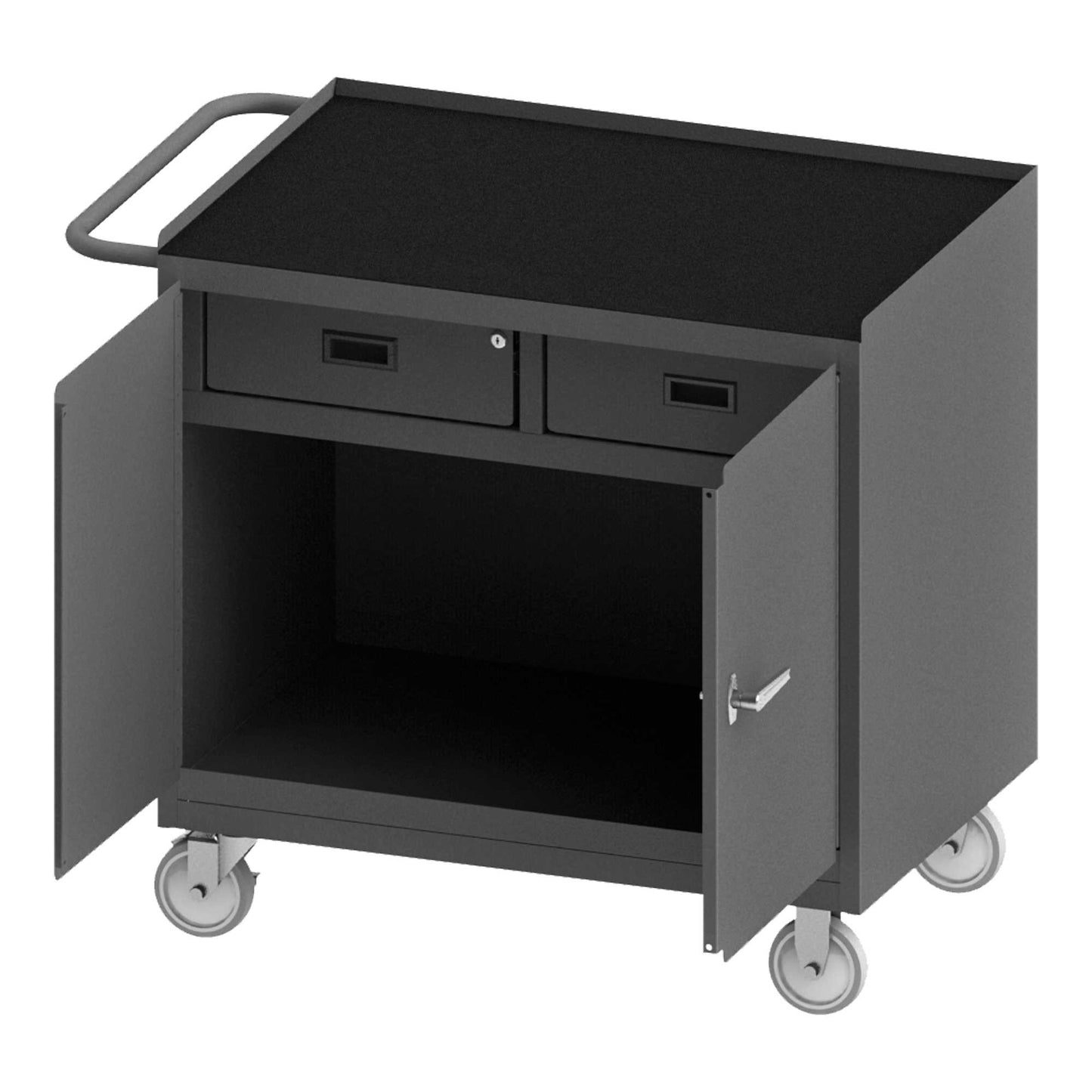 Durham 3116-RM-95 MOBILE BENCH CABINET, BLACK RUBBER MAT, 24-1/4 X 42-1/8 X 36-3/8