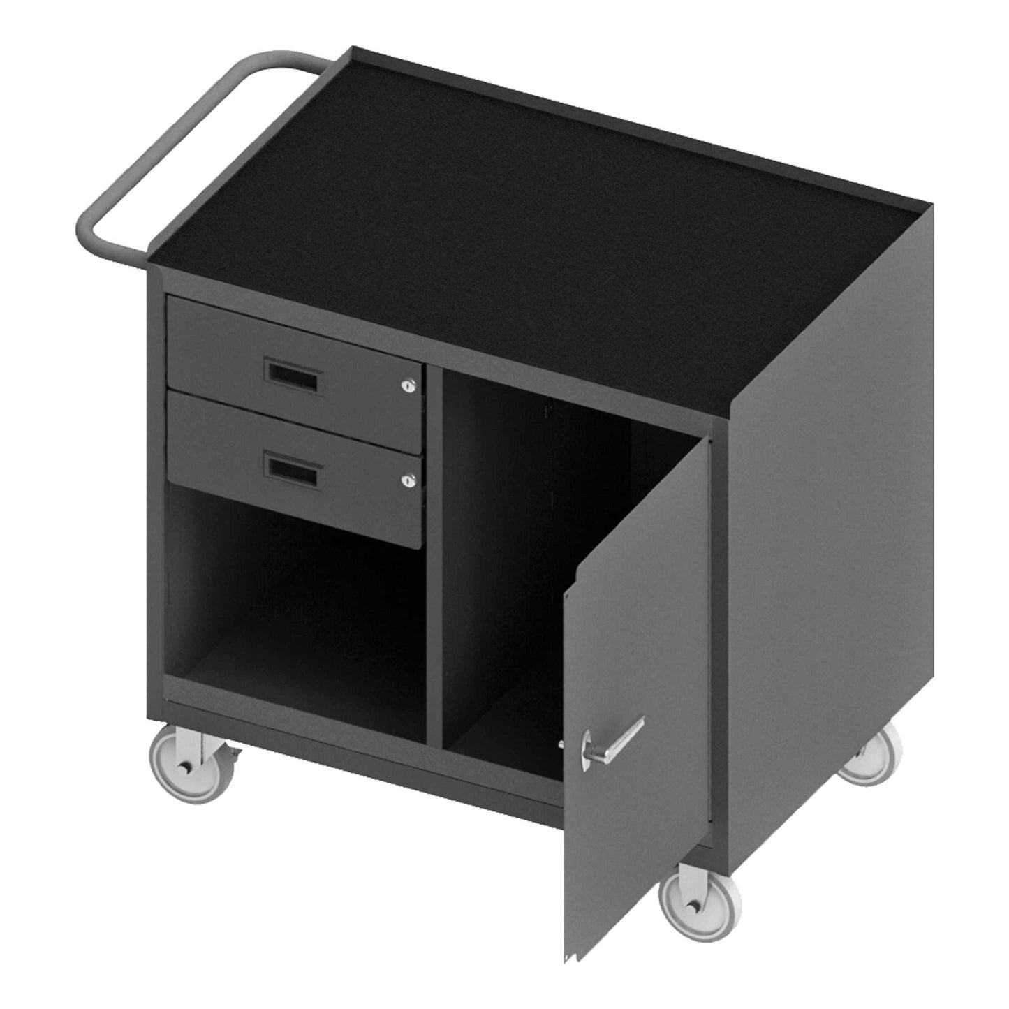 Durham 3118-RM-95 MOBILE BENCH CABINET, 1 DOOR, RUBBER MAT, 24-1/4 X 42-1/8 X 36-3/8