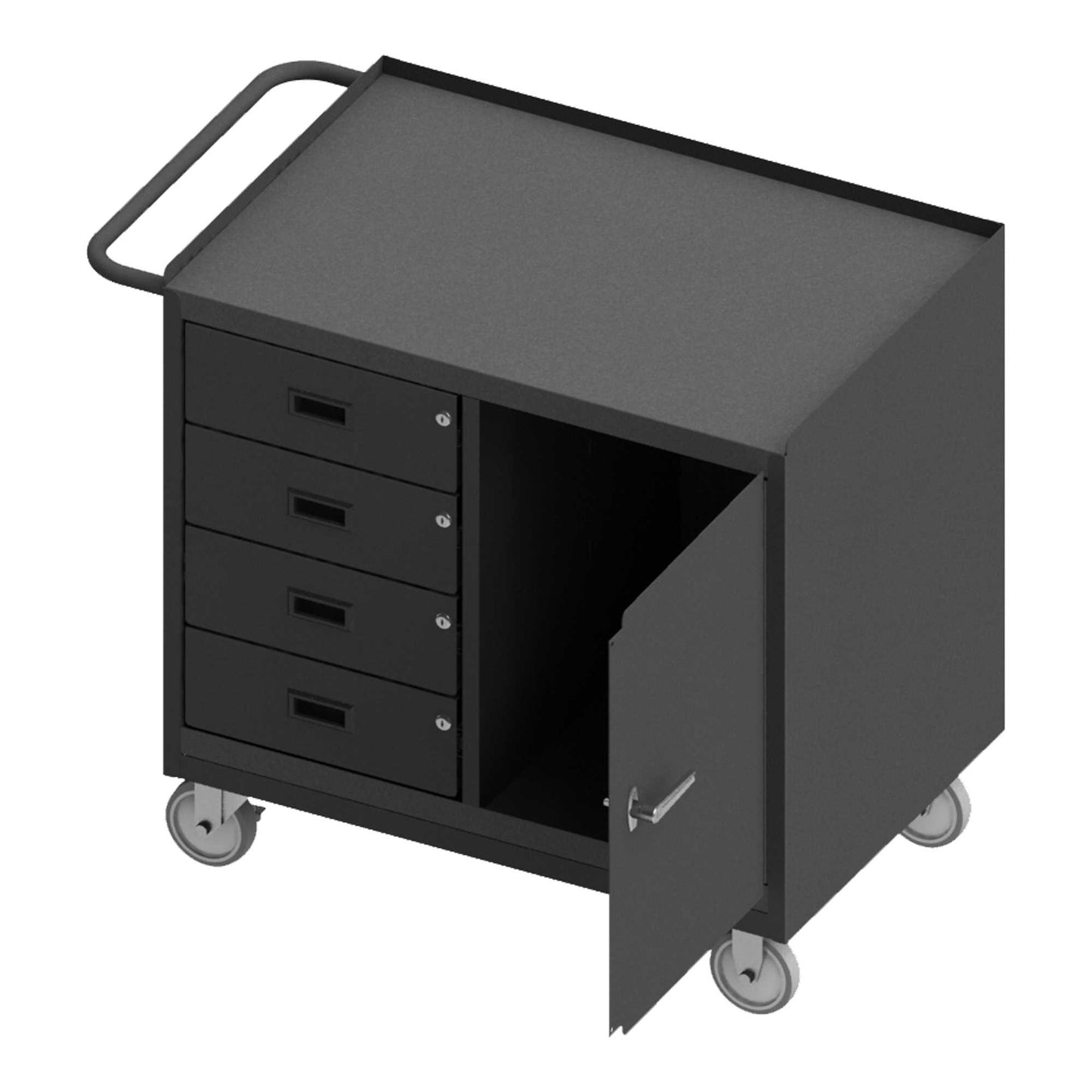 Durham 3121-95 MOBILE BENCH CABINET, 4 DRAWER, STEEL, 24-1/4 X 42-1/8 X 36-3/8