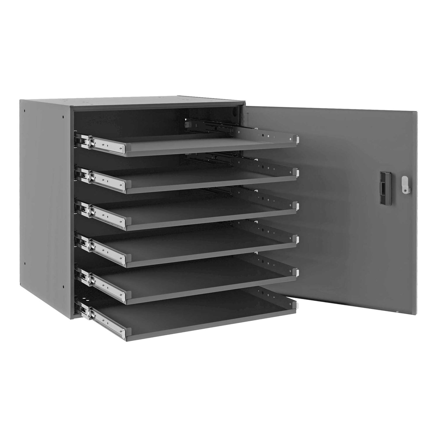 Durham 321B-95-DR LARGE HEAVY DUTY BEARING SLIDE RACK, 6 COMPARTMENTS, LOCKING DOOR