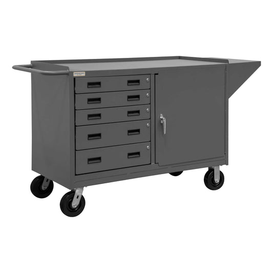 Durham 3402-95 MOBILE BENCH CABINET, 1 SHELF, 5 DRAWERS, 24-1/4 X 66-1/8 X 37-3/4