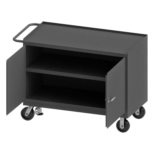 Durham 3412-FL-95 MOBILE BENCH CABINET, 2 DOOR, STEEL TOP, 24-1/4 X 54-1/8 X 37-3/4