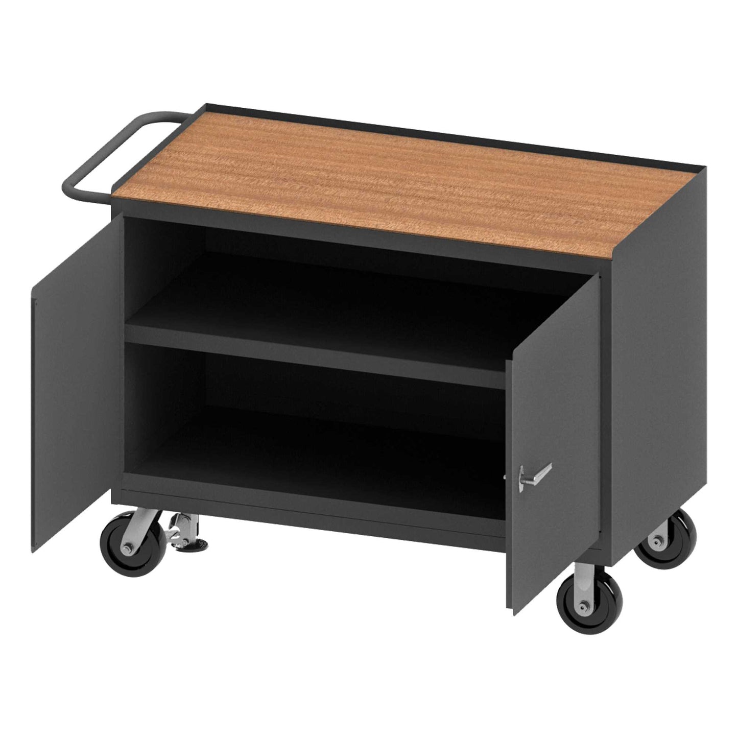 Durham 3412-TH-FL-95 MOBILE BENCH CABINET, HARD BOARD TOP, 24-1/4 X 54-1/8 X 37-3/4