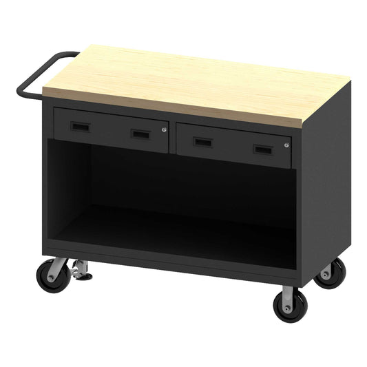 Durham 3414-MT-FL-95 MOBILE BENCH CABINET, NO DOOR, MAPLE, 24-1/4 X 54-1/8 X 37-3/4