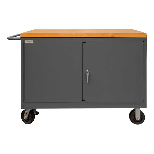 Durham 3415-MT-FL-95 MOBILE BENCH CABINET, MAPLE, FLOOR LOCK, 24-1/4 X 54-1/8 X 38-1/2