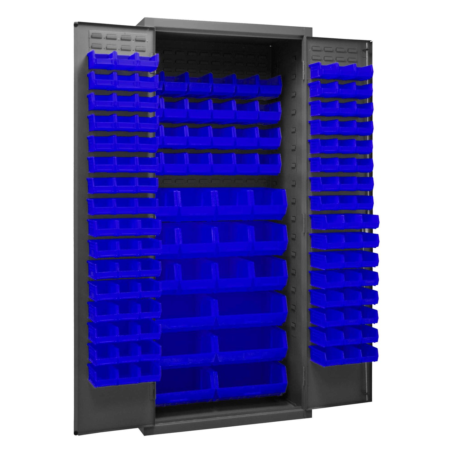 Durham 3500-138B-5295 CABINETS, 14 GAUGE, 138 BLUE BINS , 36 X 24 X 84