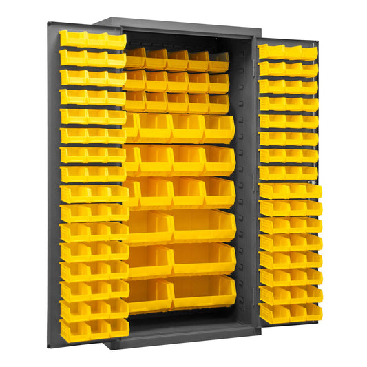 Durham 3501-BDLP-132-95 CABINET, 14 GAUGE, 132 YELLOW BINS , 36 X 24 X 72