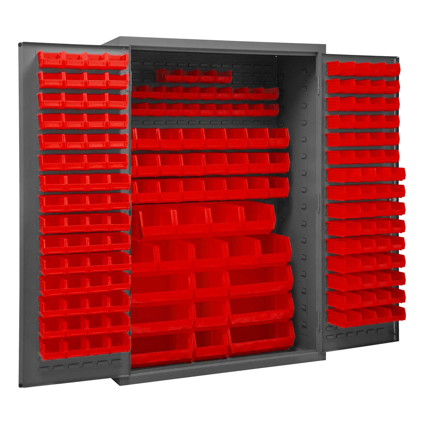 Durham 3502-186-1795 CABINET, 14 GAUGE, 186 RED BINS , 48 X 24 X 72