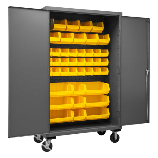 Durham 3502M-BLP-42-95 MOBILE CABINET, 14 GAUGE, 42 YELLOW BINS , 48 X 24 X 81