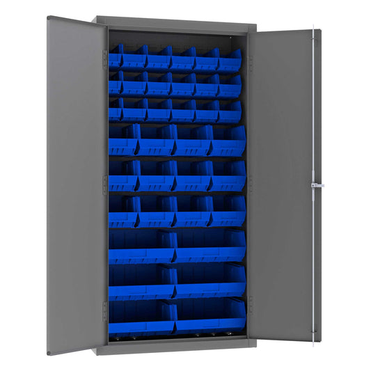 Durham 3602-BLP-36-5295 CABINET, 14 GAUGE, 36 BLUE BINS , 36 X 18 X 72