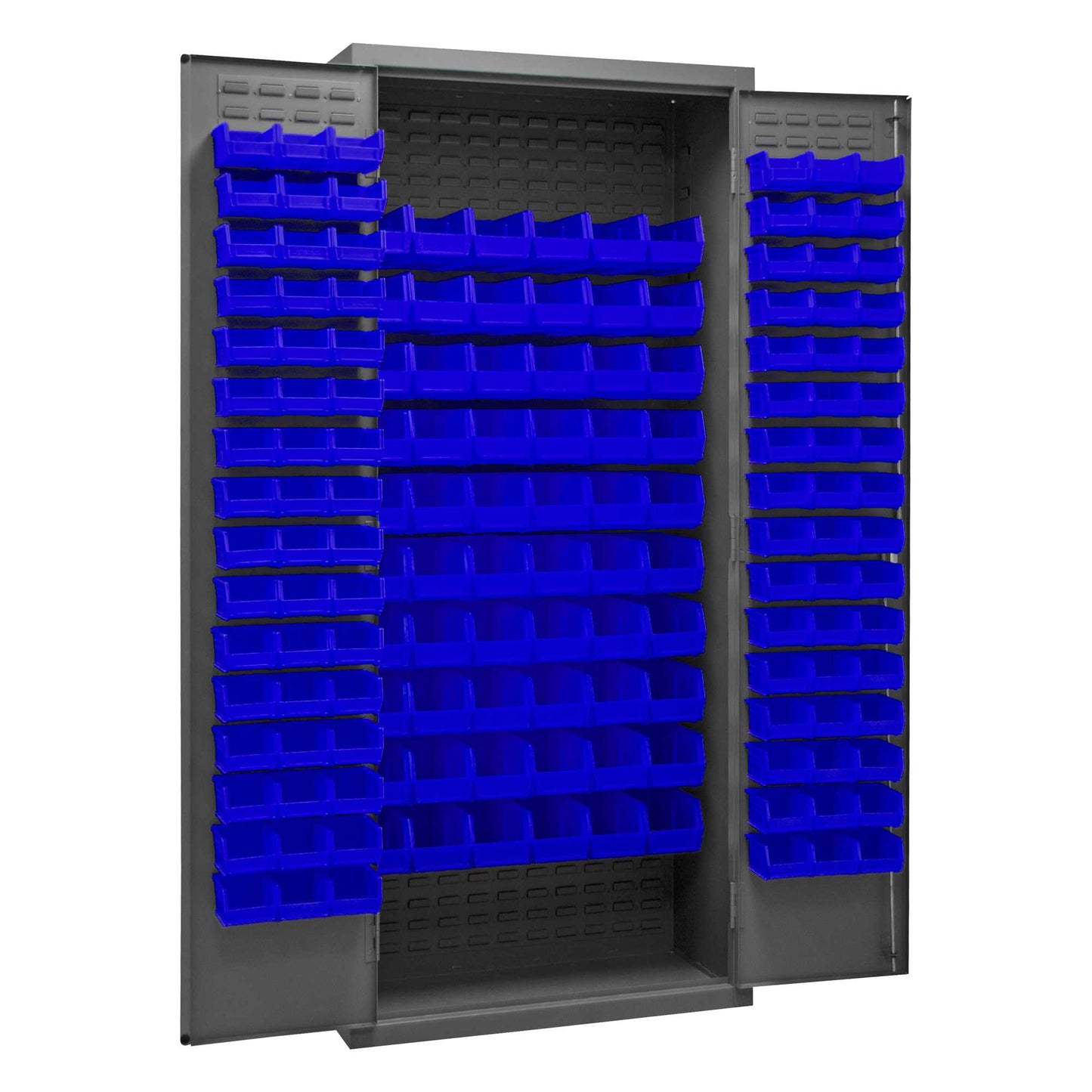 Durham 3603-156B-5295 CABINET, 14 GAUGE, 156 BLUE BINS , 36 X 18 X 84