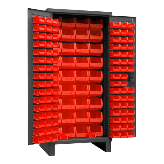 Durham 3702-132-1795 CABINET, 14 GAUGE, 132 RED BINS , 36 X 24 X 78