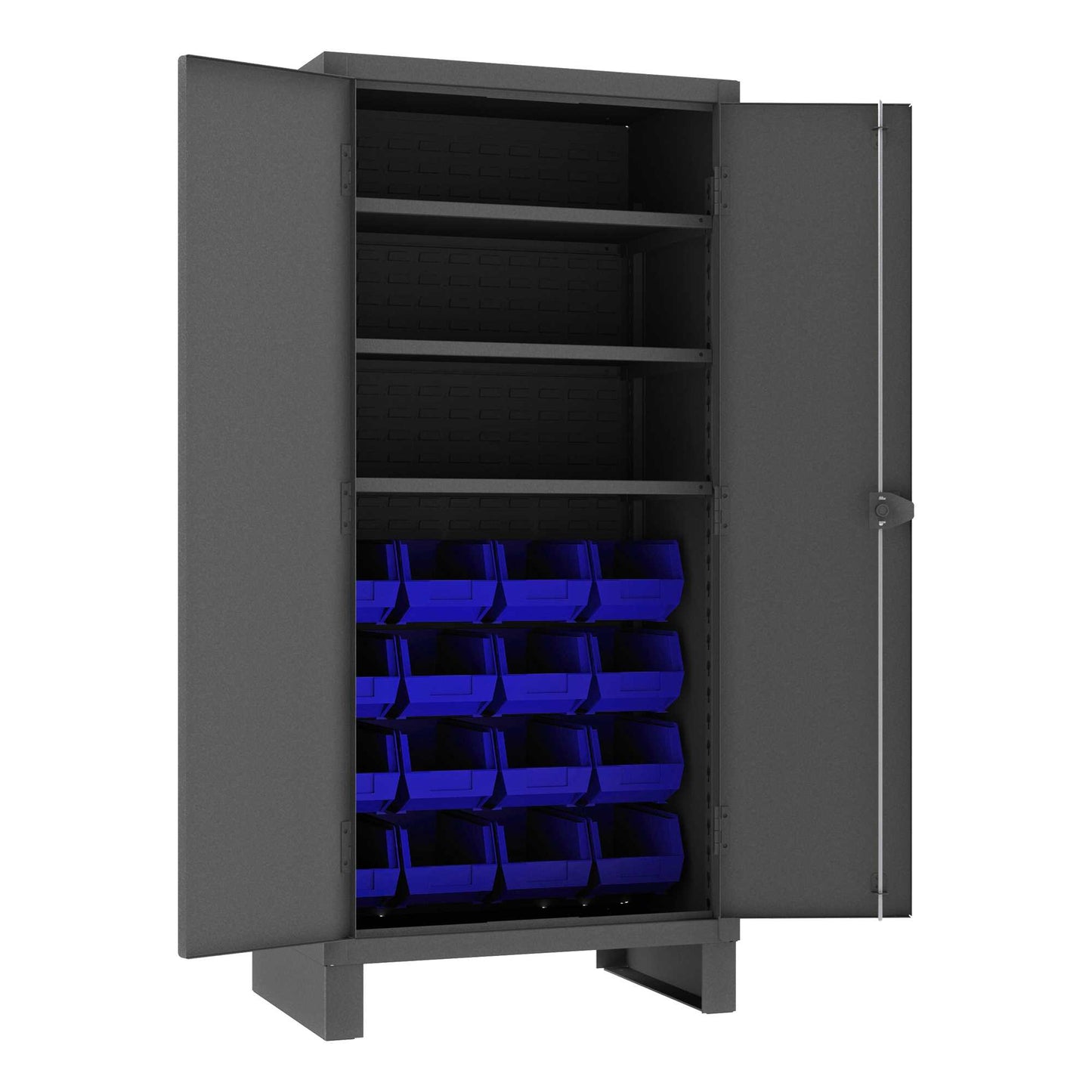 Durham 3702-16-3S-5295 CABINET, 14 GAUGE, 3 SHELF, 16 BLUE BIN , 36 X 24 X 78