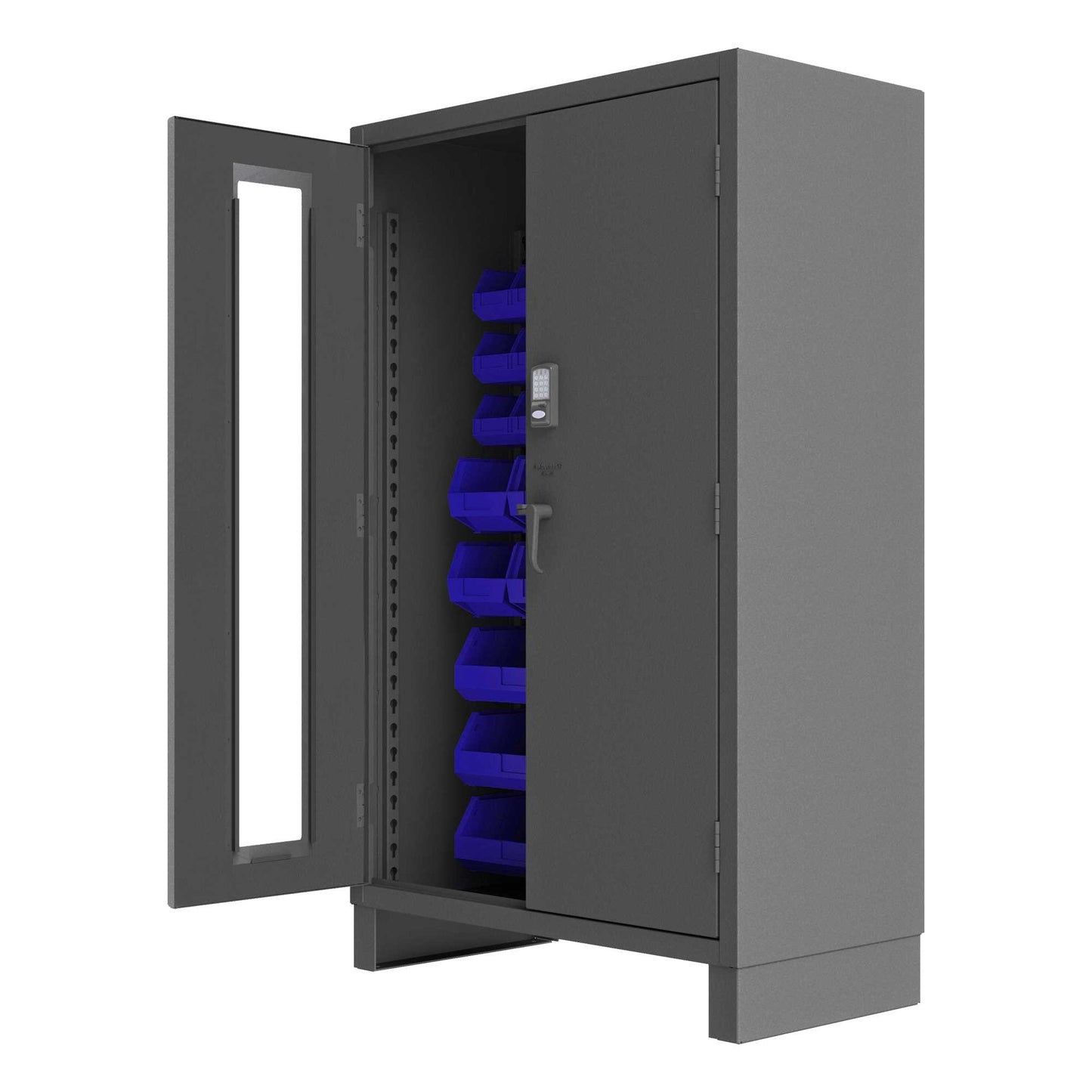 Durham 3703CXC-42B-5295 ACCESS CONTROL CABINET, 14 GAUGE, 42 BLUE BINS , 48 X 24 X 78