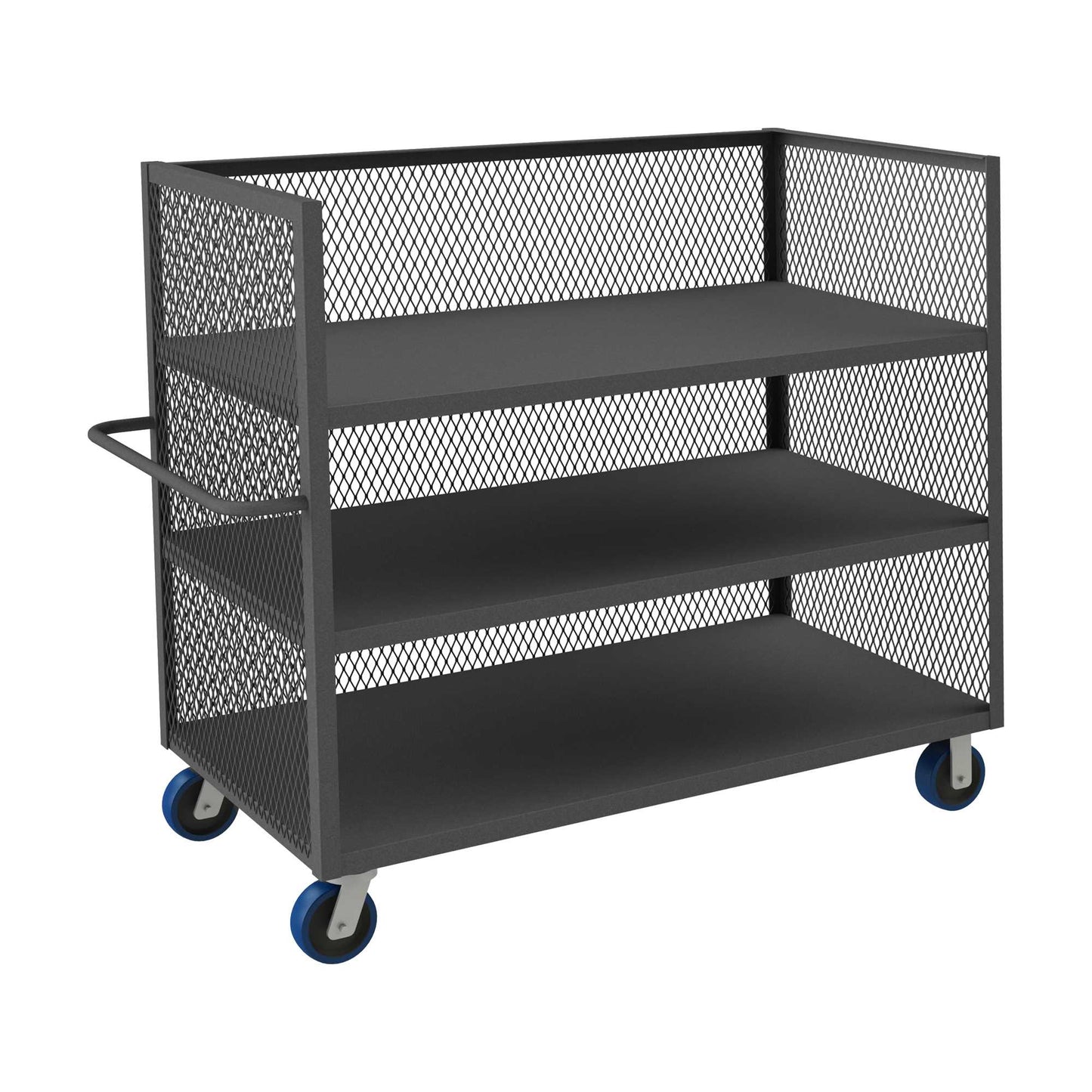 Durham 3ST-EX2448-3-6PU-95 3 SIDED MESH TRUCK, 3 FIXED SHELVES, 24 X 48