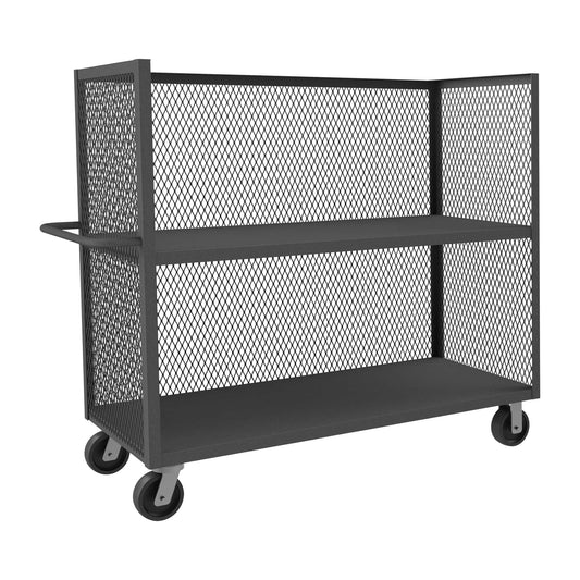 Durham 3ST-EX3048-2-95 3 SIDED MESH TRUCK, 2 FIXED SHELVES, 30 X 48
