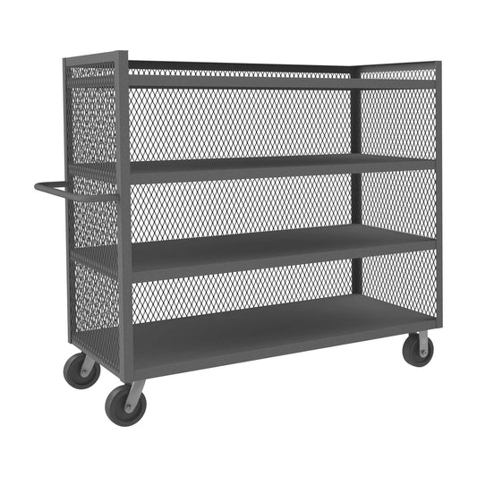 Durham 3ST-EX3060-4-95 3 SIDED MESH TRUCK, 4 FIXED SHELVES, 30 X 60