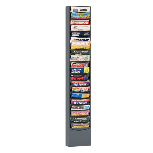 Durham 411-95 LITERATURE RACK, 20 LARGE POCKETS, GRAY