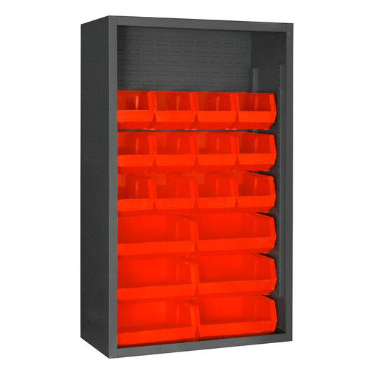 Durham 5002-18-1795 ENCLOSED SHELVING, 12 GAUGE, 18 RED BINS , 36 X 18 X 60