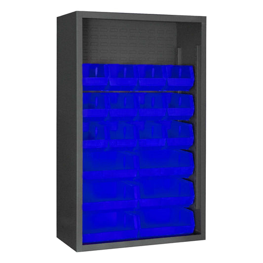 Durham 5002-18-5295 ENCLOSED SHELVING, 12 GAUGE, 18 BLUE BINS , 36 X 18 X 60