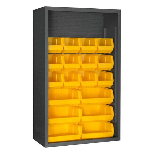 Durham 5002-18-95 ENCLOSED SHELVING, 12 GAUGE, 18 YELLOW BINS , 36 X 18 X 60