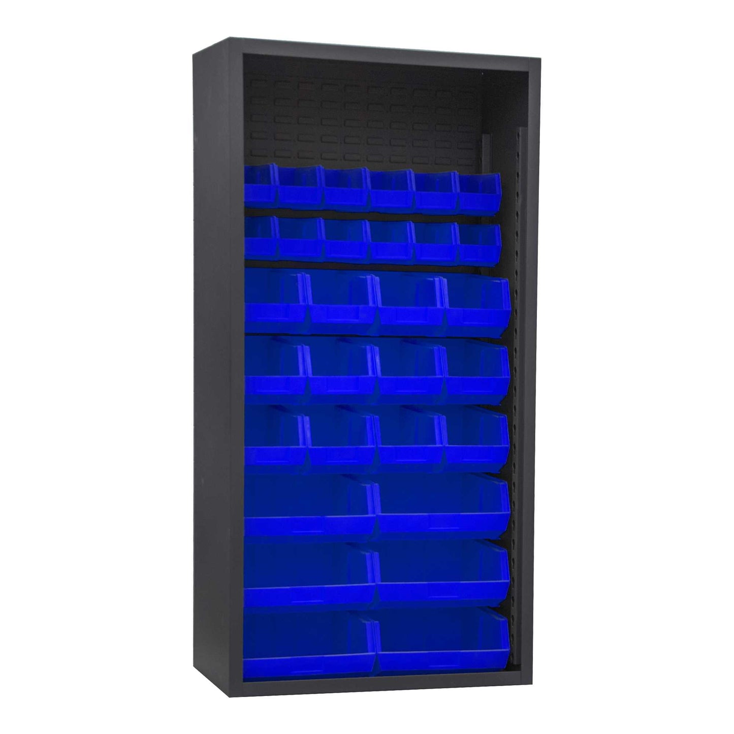 Durham 5003-30-5295 ENCLOSED SHELVING, 12 GAUGE, 30 BLUE BINS , 36 X 18 X 72