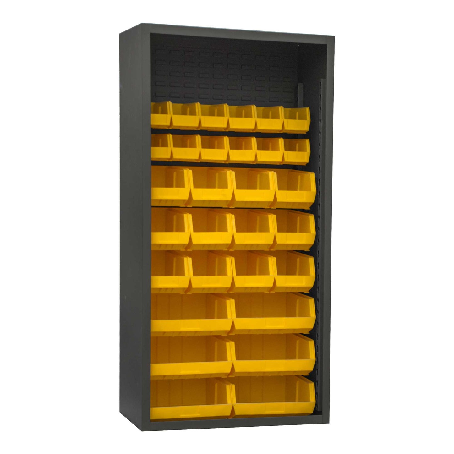 Durham 5003-30-95 ENCLOSED SHELVING, 12 GAUGE, 30 YELLOW BINS , 36 X 18 X 72