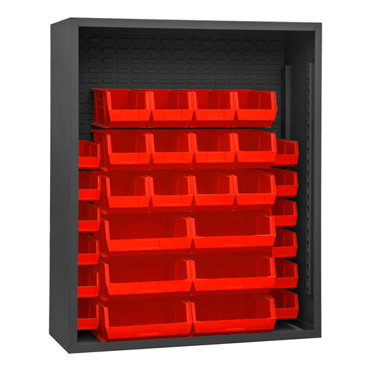 Durham 5006-30-1795 ENCLOSED SHELVING, 12 GAUGE, 30 RED BINS , 48 X 18 X 60