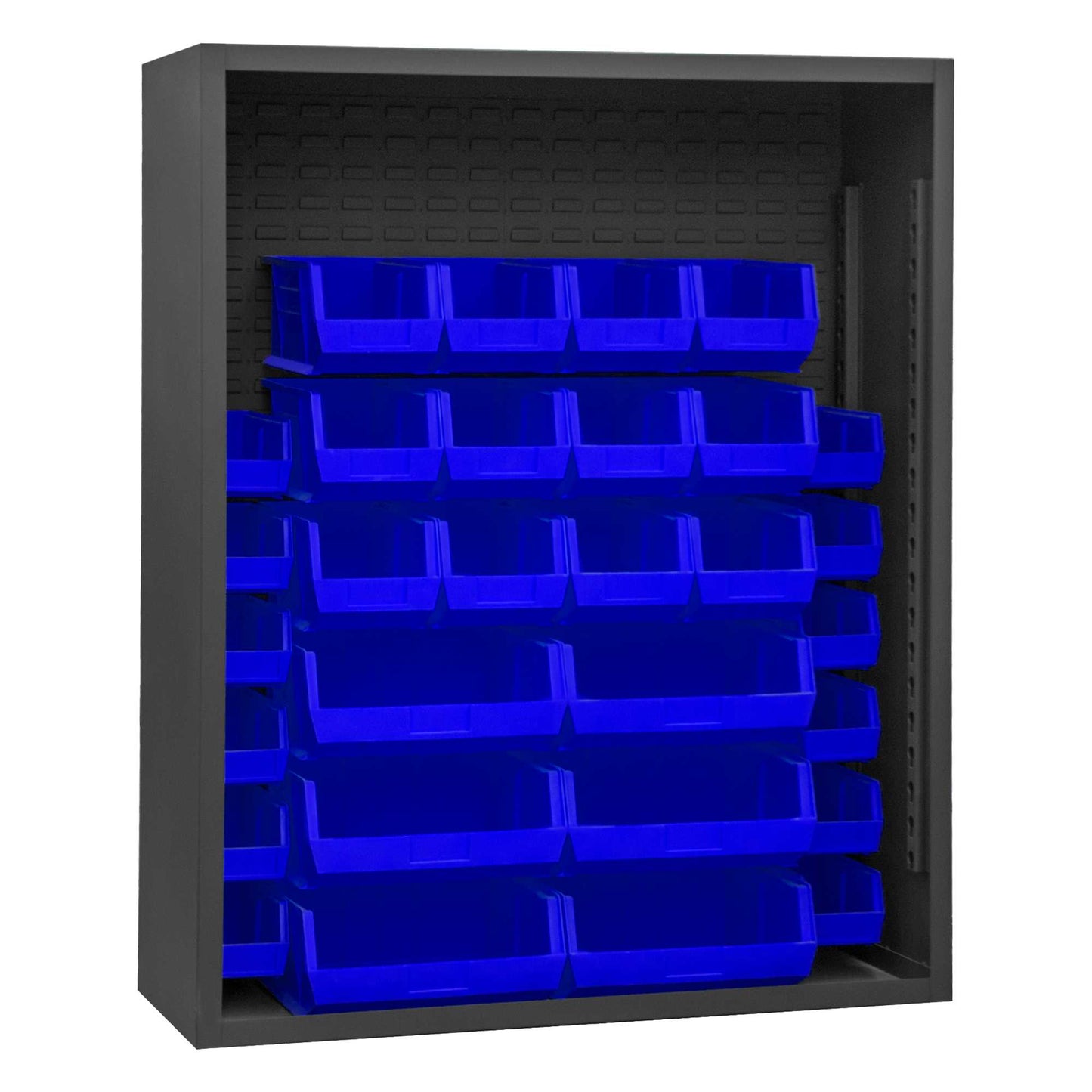 Durham 5006-30-5295 ENCLOSED SHELVING, 12 GAUGE, 30 BLUE BINS , 48 X 18 X 60