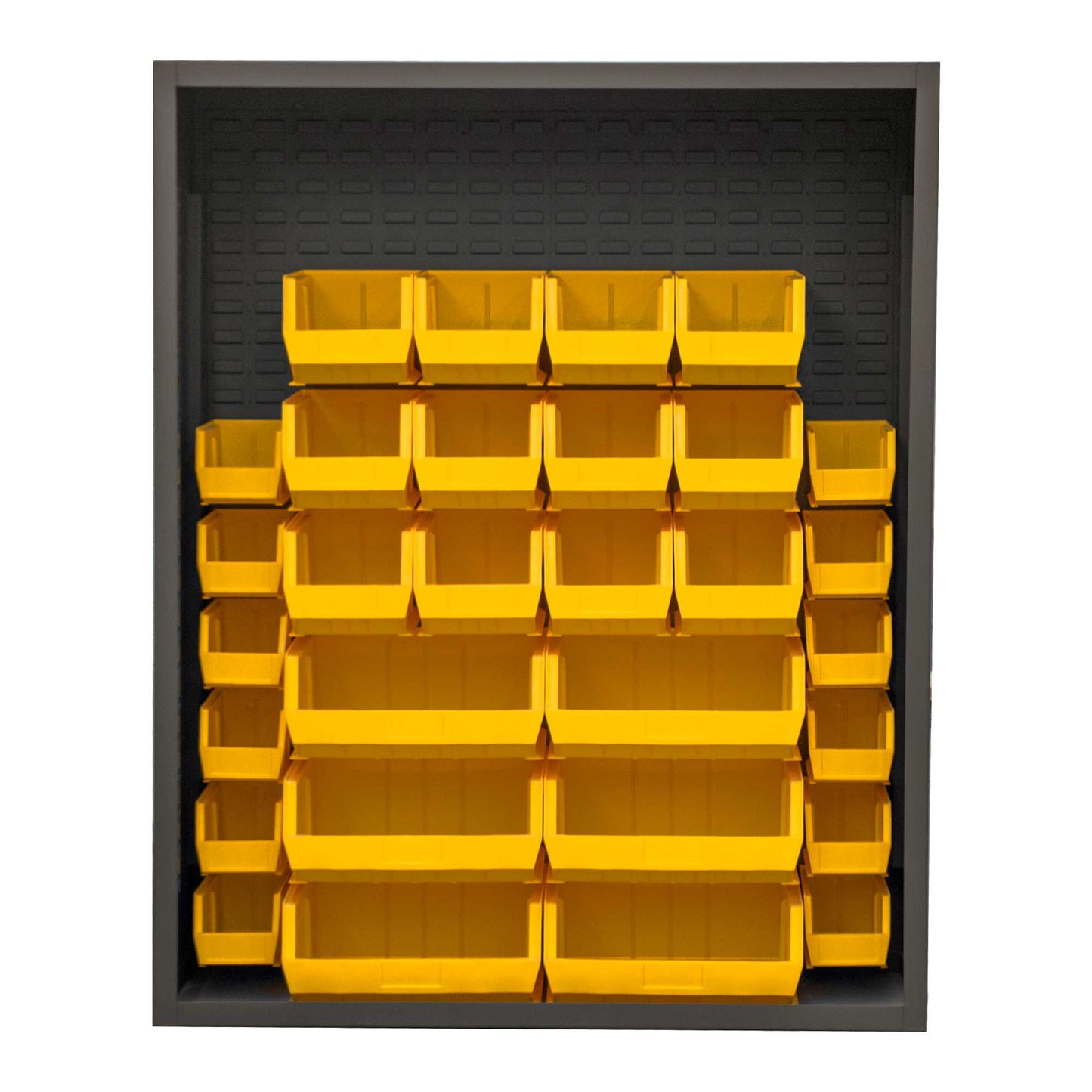 Durham 5006-30-95 ENCLOSED SHELVING, 12 GAUGE, 30 YELLOW BINS , 48 X 18 X 60