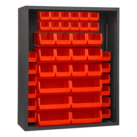 Durham 5007-42-1795 ENCLOSED SHELVING, 12 GAUGE, 42 RED BINS , 48 X 18 X 72