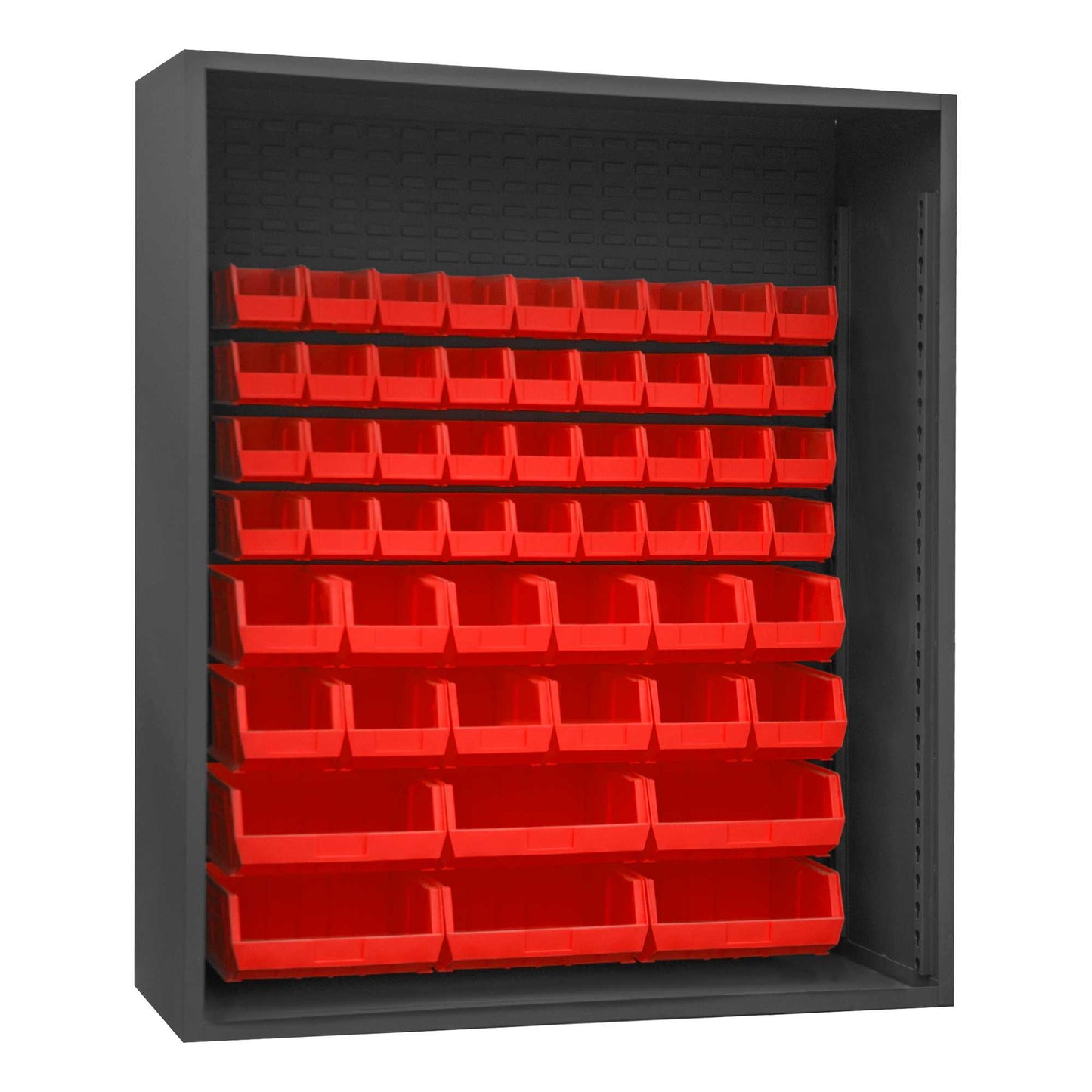 Durham 5019-54-1795 ENCLOSED SHELVING, 12 GAUGE, 54 RED BINS , 60 X 24 X 72