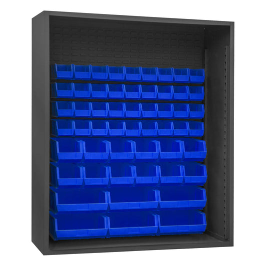 Durham 5019-54-5295 ENCLOSED SHELVING, 12 GAUGE, 54 BLUE BINS , 60 X 24 X 72