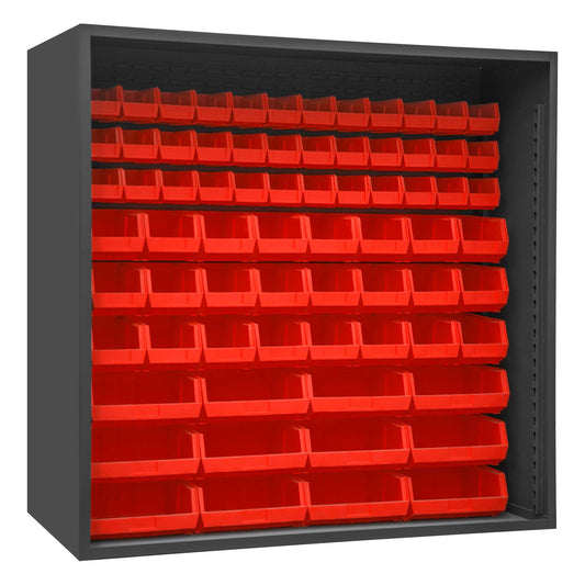 Durham 5023-72-1795 ENCLOSED SHELVING, 12 GAUGE, 72 RED BINS , 72 X 24 X 72