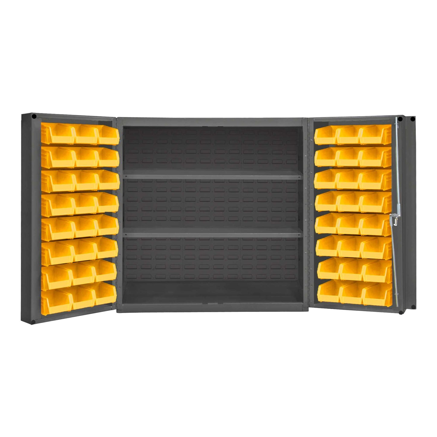 Durham DC-243636-48-2S-95 CABINET, 14 GAUGE, 2 SHELF, 48 YELLOW BINS , 36 X 24 X 36