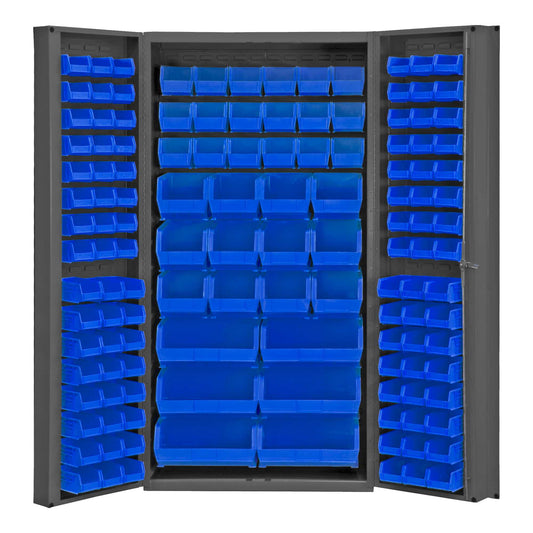 Durham DC-BDLP-132-5295 CABINET, 14 GAUGE, 132 BLUE BINS , 36 X 24 X 72