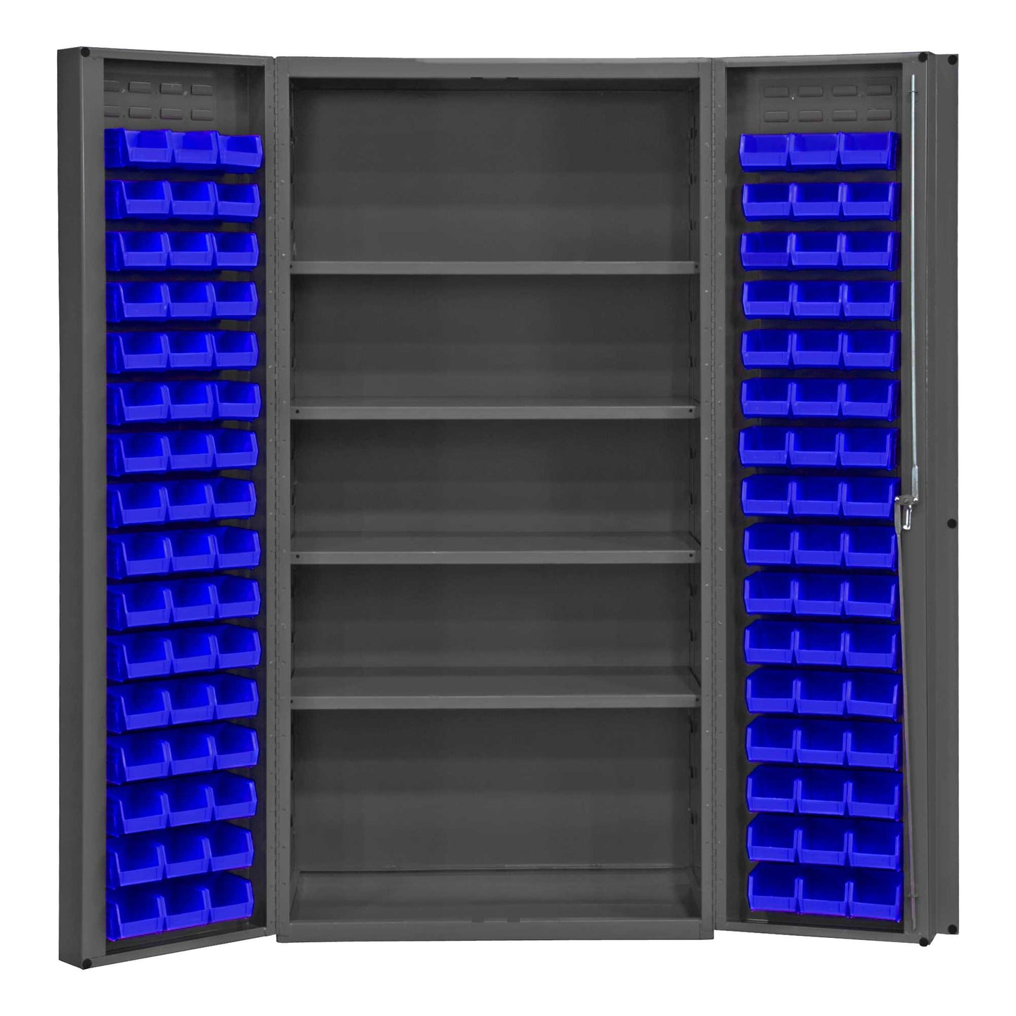 Durham DC-DLP-96-4S-5295 CABINET, 14 GAUGE, 4 SHELVES, 96 BLUE BIN , 36 X 24 X 72