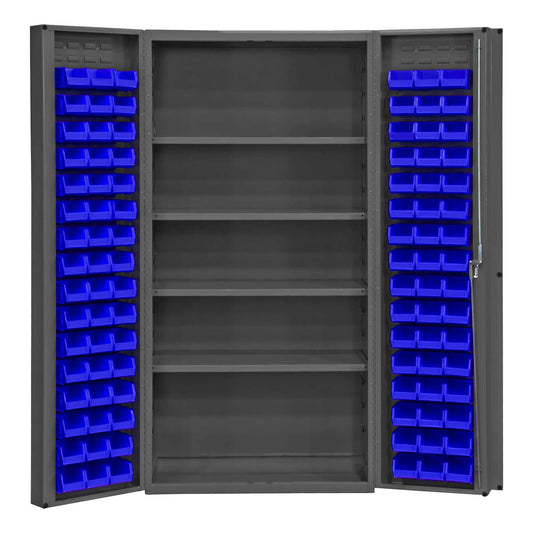 Durham DC-DLP-96-4S-5295 CABINET, 14 GAUGE, 4 SHELVES, 96 BLUE BIN , 36 X 24 X 72