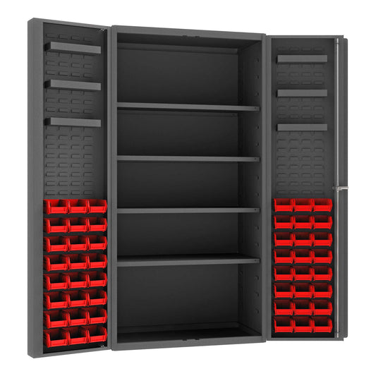 Durham DC36-48-4S6DS-1795 CABINET, 14 GAUGE, 4 SHELVES, 6 DOOR TRAYS, 48 RED BIN , 36 X 24 X 72