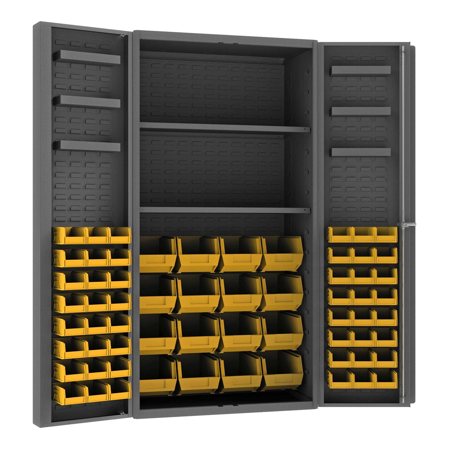 Durham DC36-642S6DS-95 CABINET, 14 GAUGE, 2 SHELVES, 6 DOOR TRAYS, 64 YELLOW BINS , 36 X 24 X 72